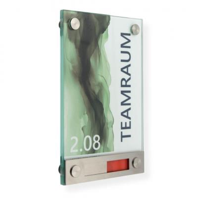 Tuerschild VITRUM Frei Belegt Rot Grün aus Glas 130 200 mm